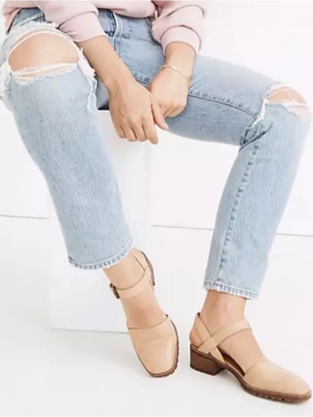 Madewell Claudie Lugsole Mary Jane Heels Beige Leather Slingback US 6.5 EUC - Picture 10 of 11